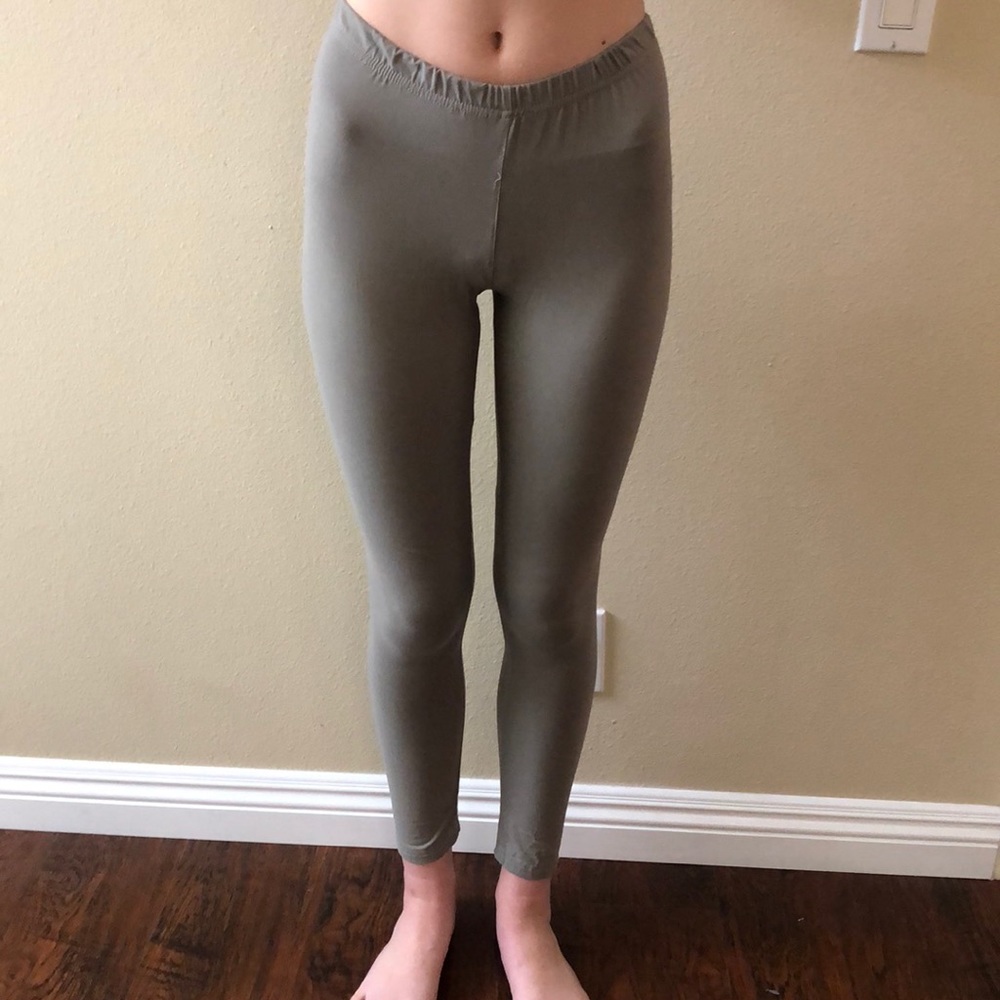 light brown leggings with green tint